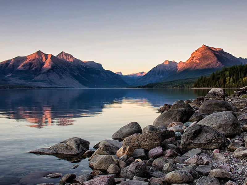 Scenic Montana Photography - Jess Williams - Glowing Peaks on Lake McDonald